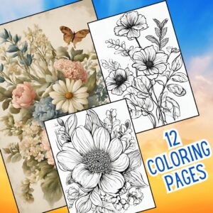 vintage floral coloring pages