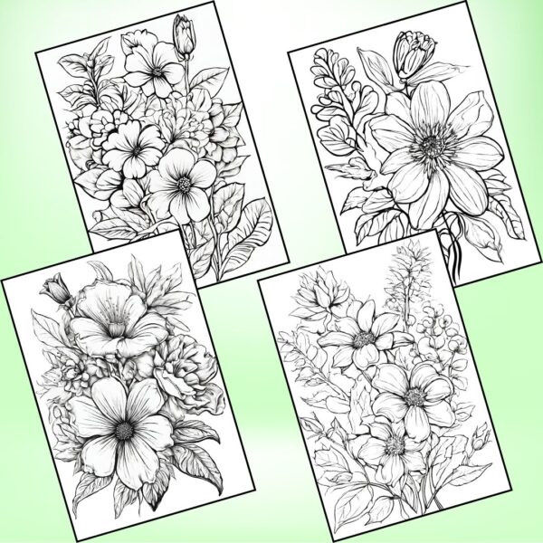 Coloring Pages of Beautiful Floral Flowers