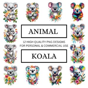 Cute Koala Clipart PNG Designs