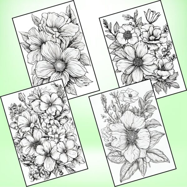 Coloring Pages of Beautiful Floral Flowers