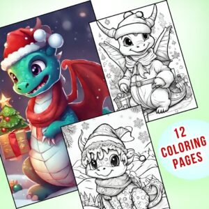 Magical Christmas Dragon Coloring Pages