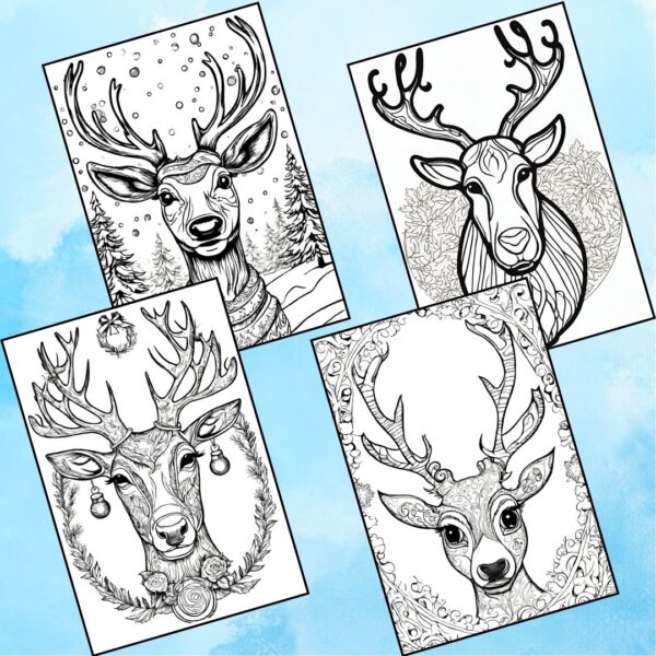 Reindeer Face Coloring Pages