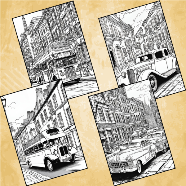 Vintage Streets Coloring Pages