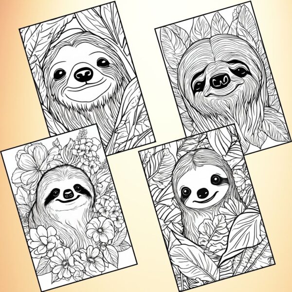 sloth face coloring pages