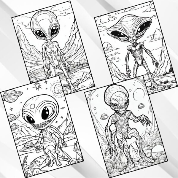 Alien Coloring Sheets