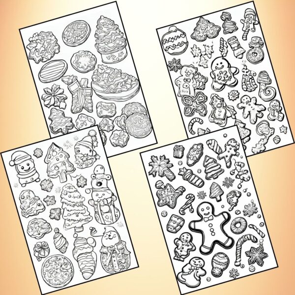 Christmas Cookies Coloring Sheets
