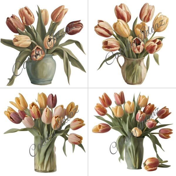 Vintage Tulips Vase Clipart