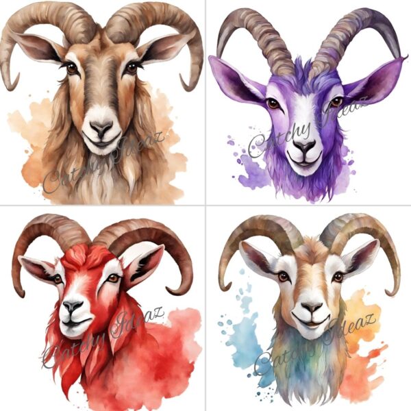 Watercolor Goat Clipart