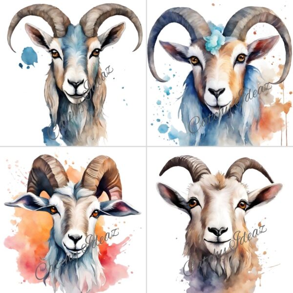 Watercolor Goat Clipart