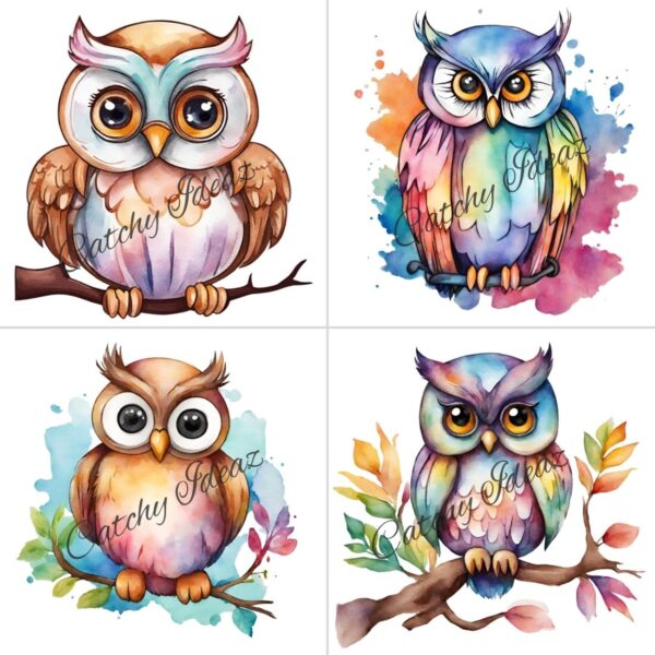 Watercolor Owl Clipart