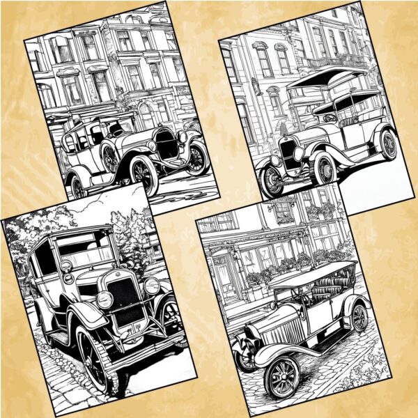 Vintage Cars Coloring Pages for Classic Fun