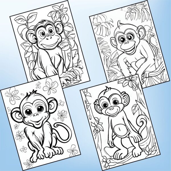 Cute Monkey Coloring Pages