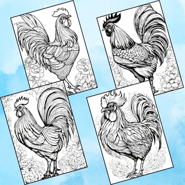Amazing Rooster Coloring Pages