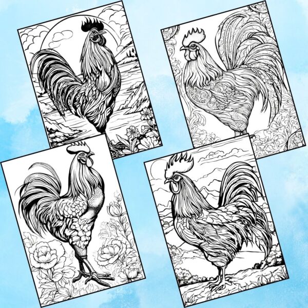 Amazing Rooster Coloring Pages
