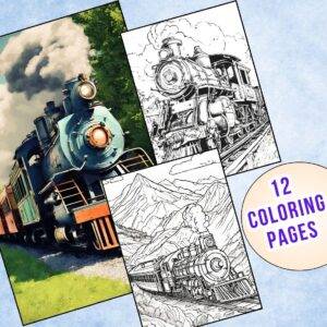 Vintage Train Coloring Pages for Boys and Girls