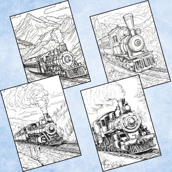 Vintage Train Coloring Pages for Boys and Girls
