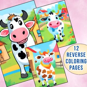 Cute Cow Revverse Coloring Pages