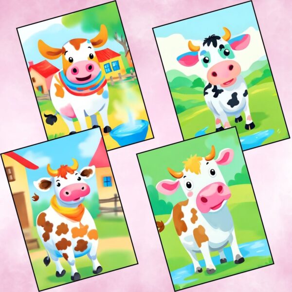 Cute Cow Revverse Coloring Pages