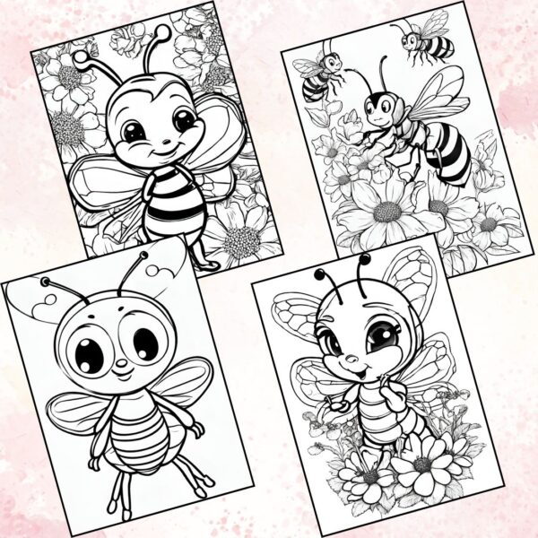 Cute Honeybees Coloring Pages