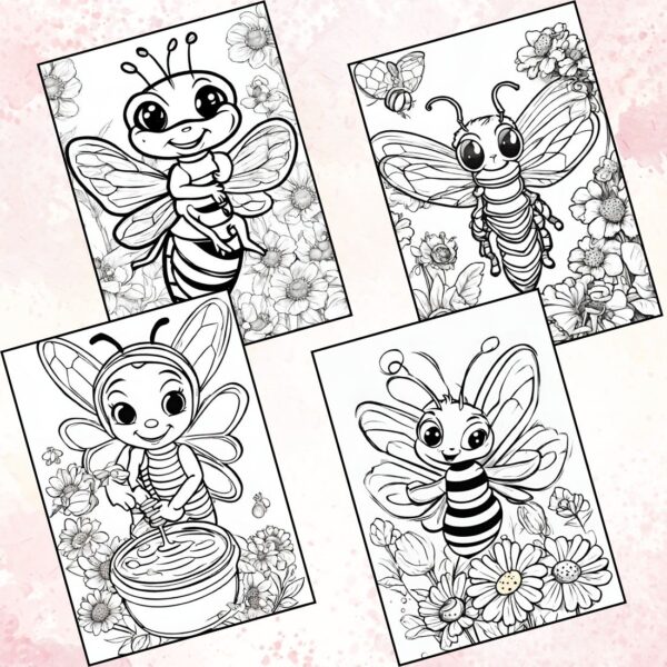 Cute Honeybees Coloring Pages