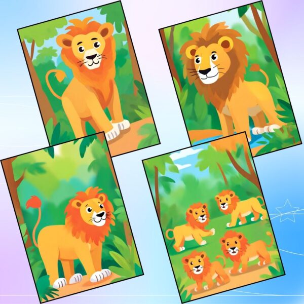 Cute Lion Reverse Coloring Pages