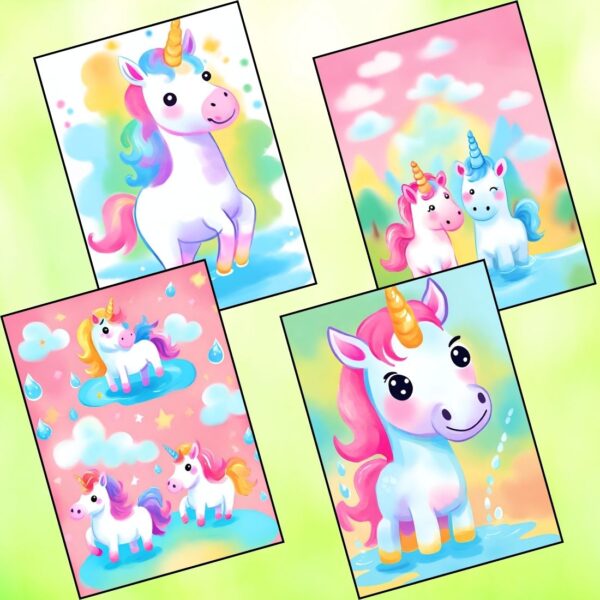 Cute Unicorn Reverse Coloring Pages