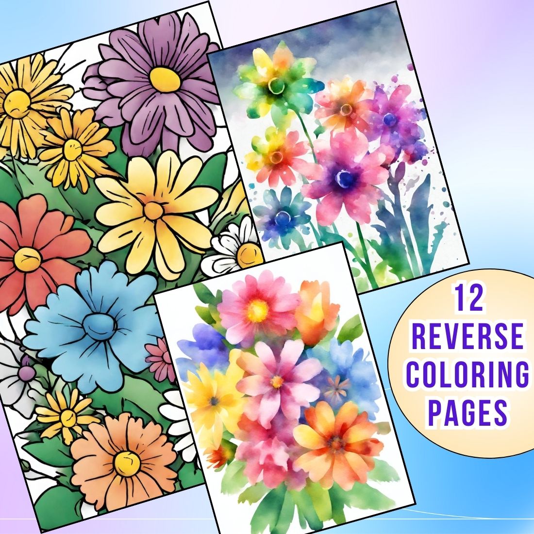 Magical Flowers: A Reverse Coloring Book for Adults: Have you ever imagined  color in reverse? You draw the lines, a stress relief, anxiety relief