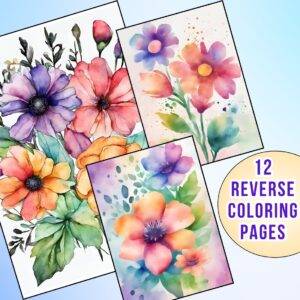 Adorable Flowers Reverse Coloring Pages for Stress Relief