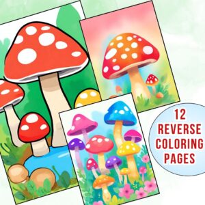 Magical Mushroom Reverse Coloring Pages