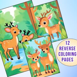 Playful Reindeer Reverse Coloring Pages