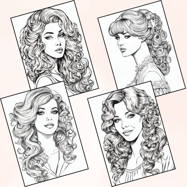 Vintage Lady Hairstyle Coloring Pages