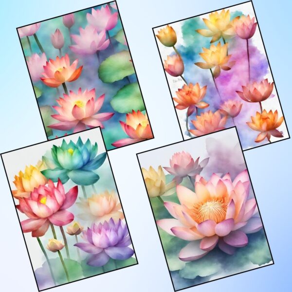 Watercolor Lotus Reverse Coloring Pages