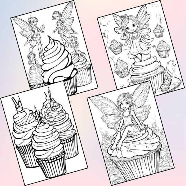 Cupcake Fairies Coloring Pages