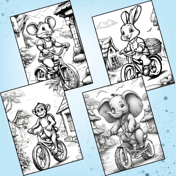 Cyclist Animals Coloring Pages