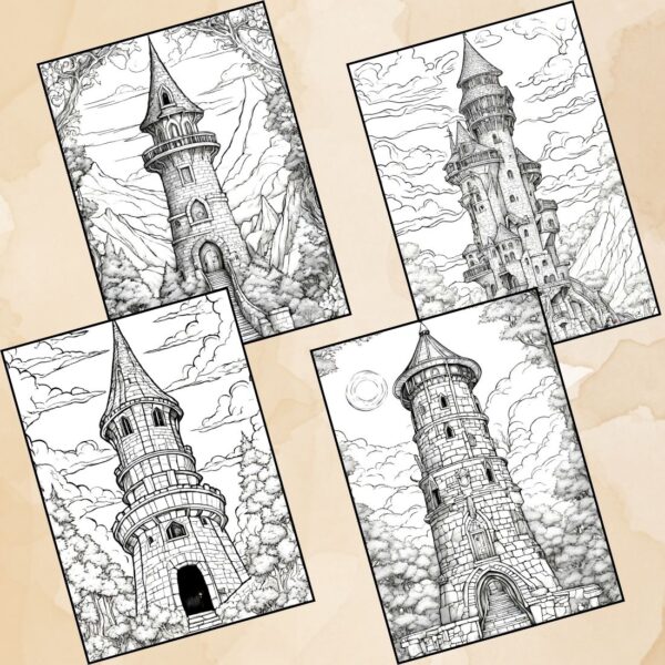 Fantasy Magical Tower Coloring Pages