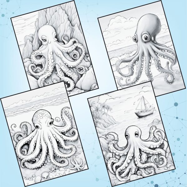 Realistic Octopus Coloring Pages