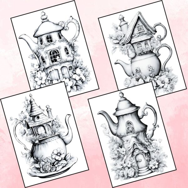 Teapot Fairy House Coloring Pages