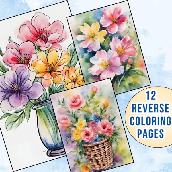 Adorable Flowers Reverse Coloring Pages