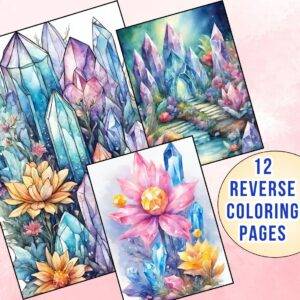 Fantasy Crystal Garden Reverse Coloring Pages