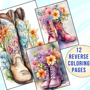 Flowery Boot Reverse Coloring Pages