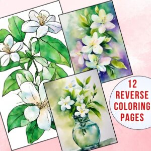 Stunning Jasmine Flowers Reverse Coloring Pages