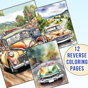 Vintage Cars Reverse Coloring Pages
