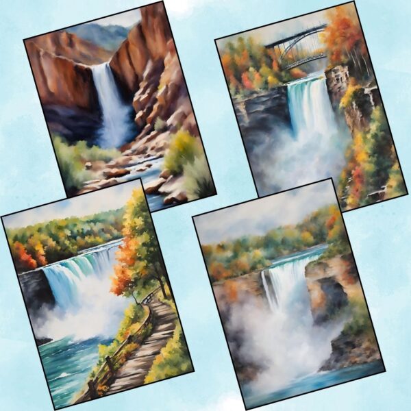 Waterfall Landscape Reverse Coloring Pages