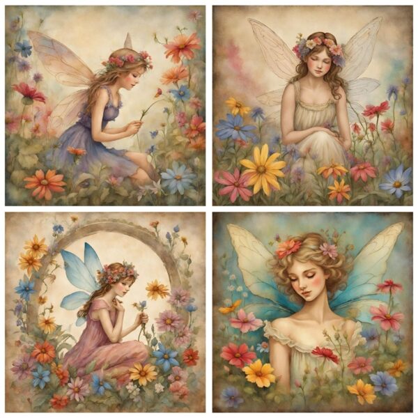 Flower Fairy Junk Journal Backgrounds