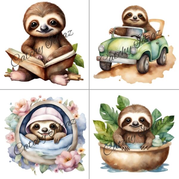 Cute Baby Sloth Clipart