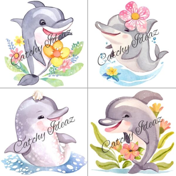 Watercolor Dolphin Clipart
