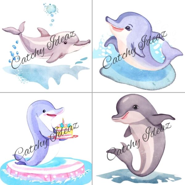 Watercolor Dolphin Clipart
