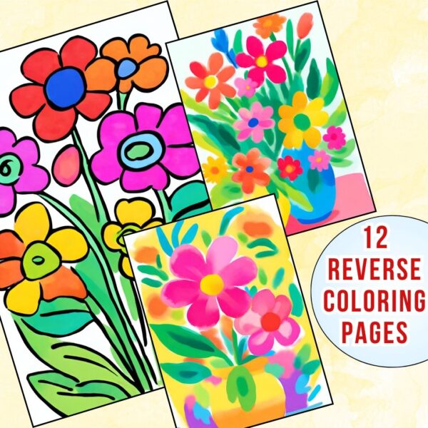 Flower Reverse Coloring Pages for Kids