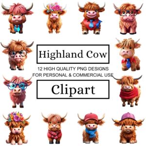 Funny Highland Cow Clipart