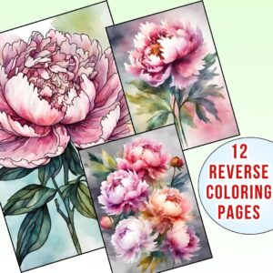 Peony Flower Reverse Coloring Pages